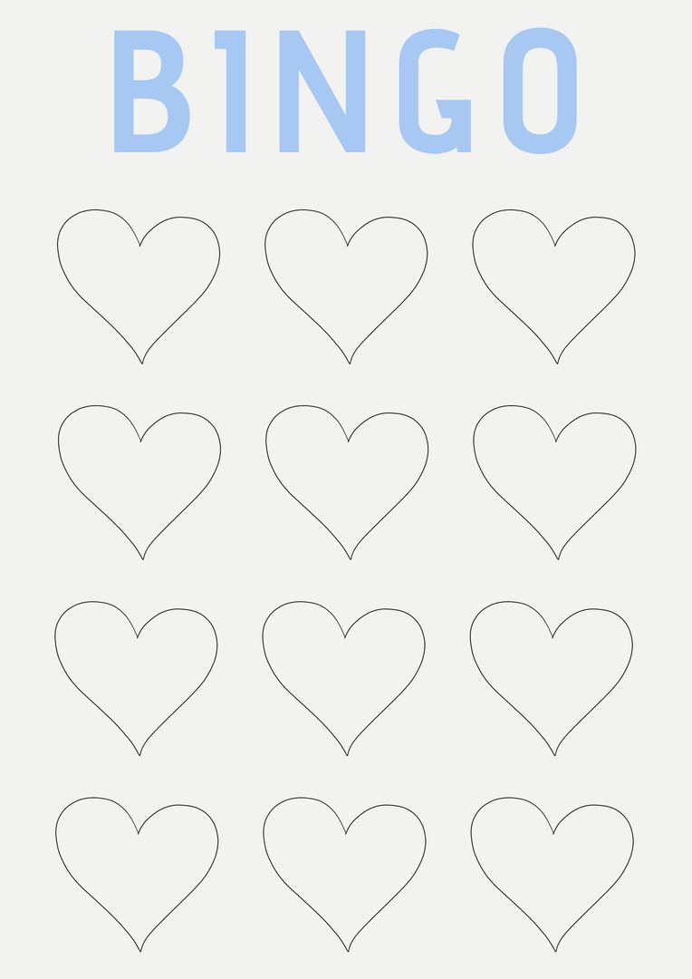 Heart-Themed Bingo Card for Valentine's Events and Games