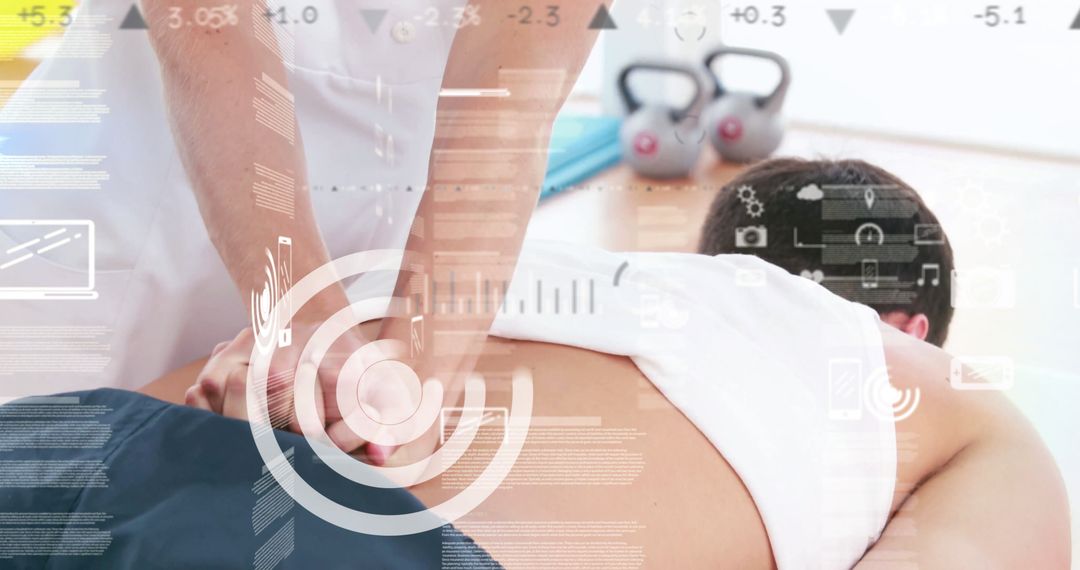 Physiotherapy Session with Data Visualizations Enhancing Wellness Experience