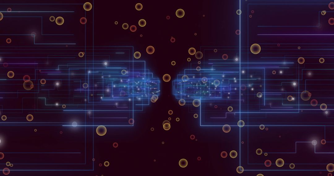 Abstract Dual Circuit Clusters with Neon Lines in Digital Space