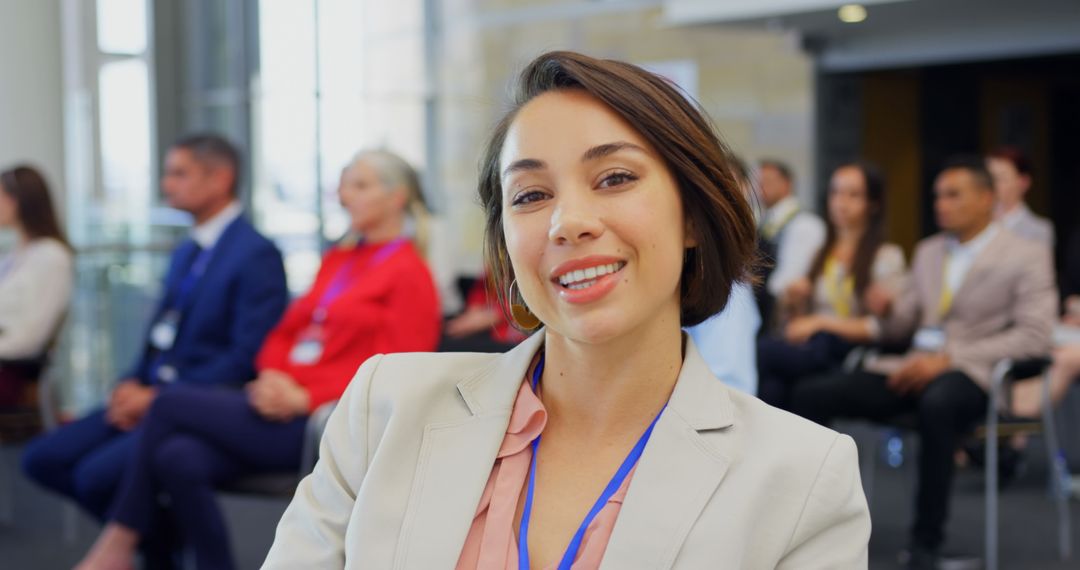 Confident Asian Businesswoman at Professional Seminar
