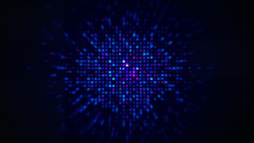Futuristic Neon Digital Visualization with Pulsating Pixels