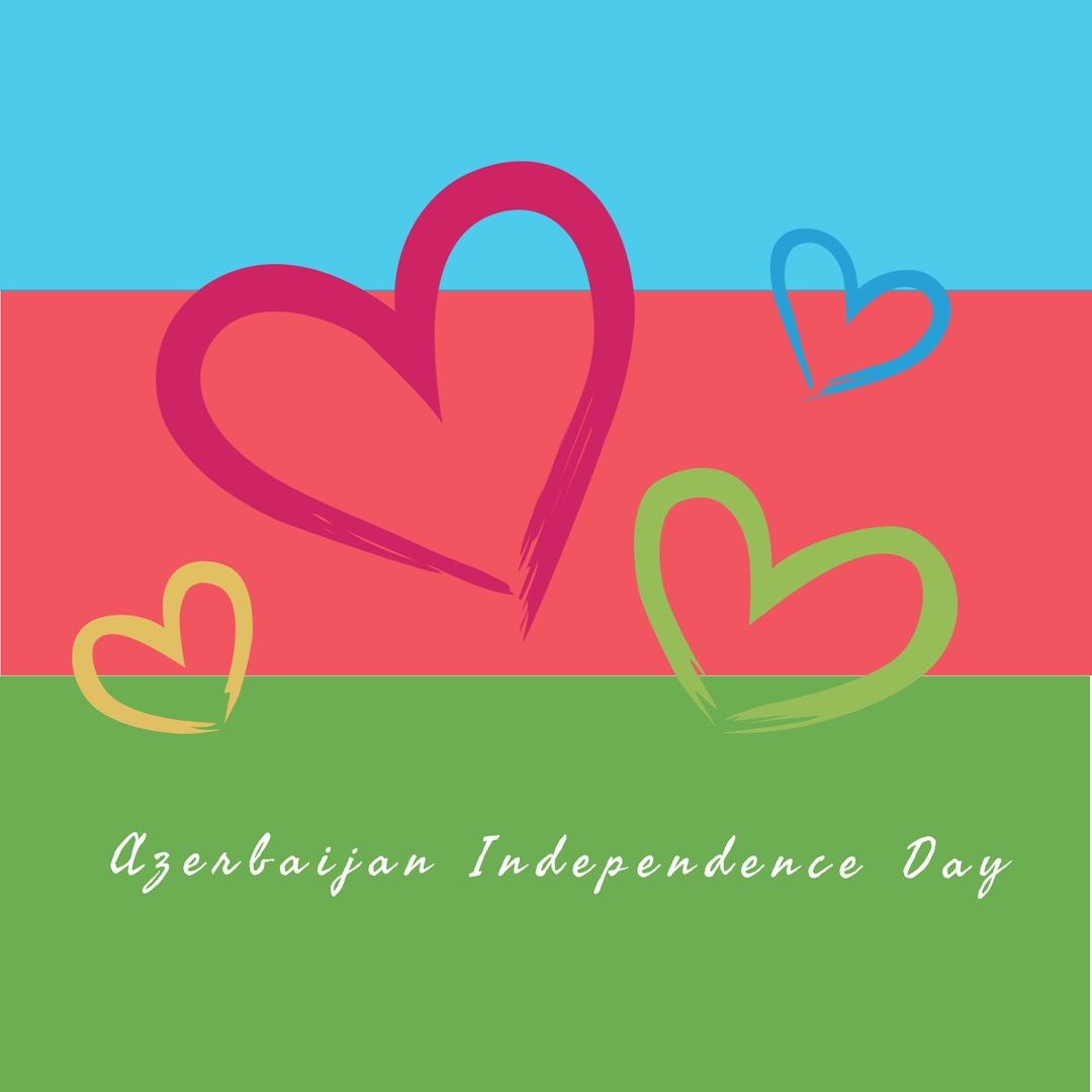 Azerbaijan Independence Day Celebration with Heart Graphics