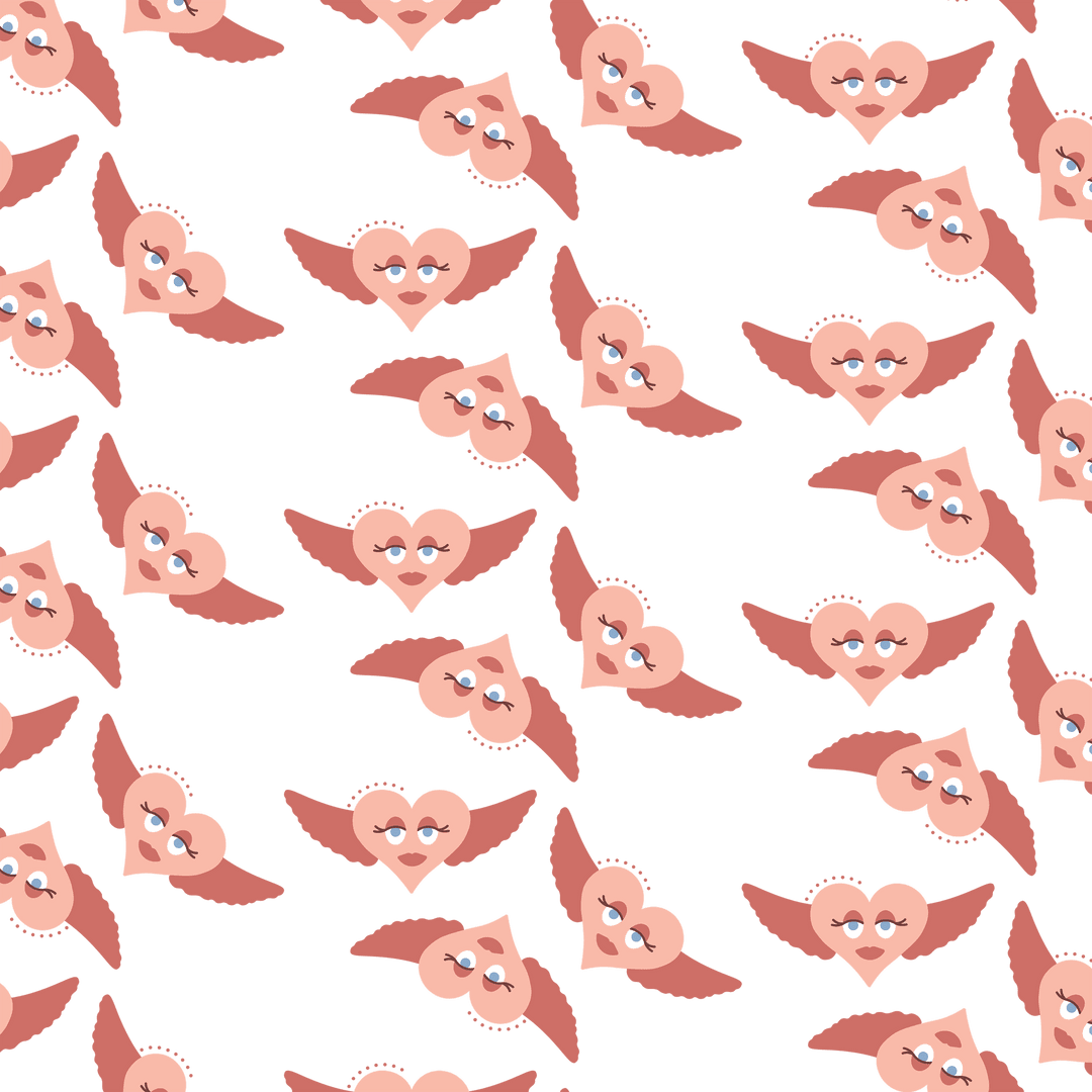 Pink Angelic Sticker Pattern on Transparent Background