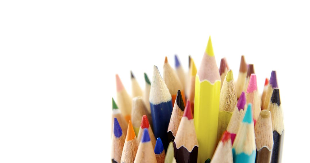 Colorful Pencils with Sharp Tips on White Background - Free Images, Stock Photos and Pictures on Pikwizard.com