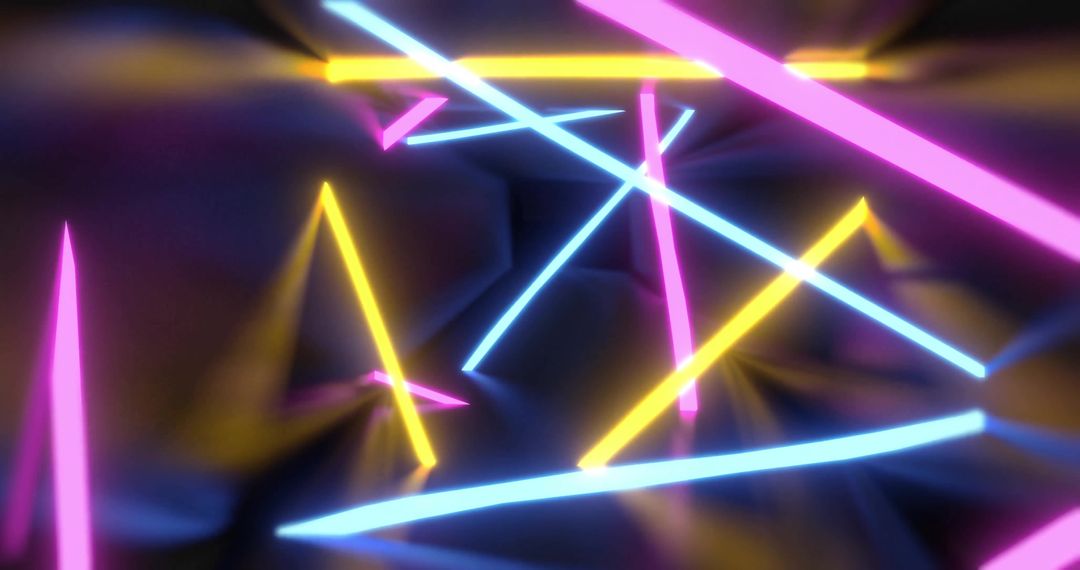 Neon Glowing Lines Form Futuristic Digital Tunnel