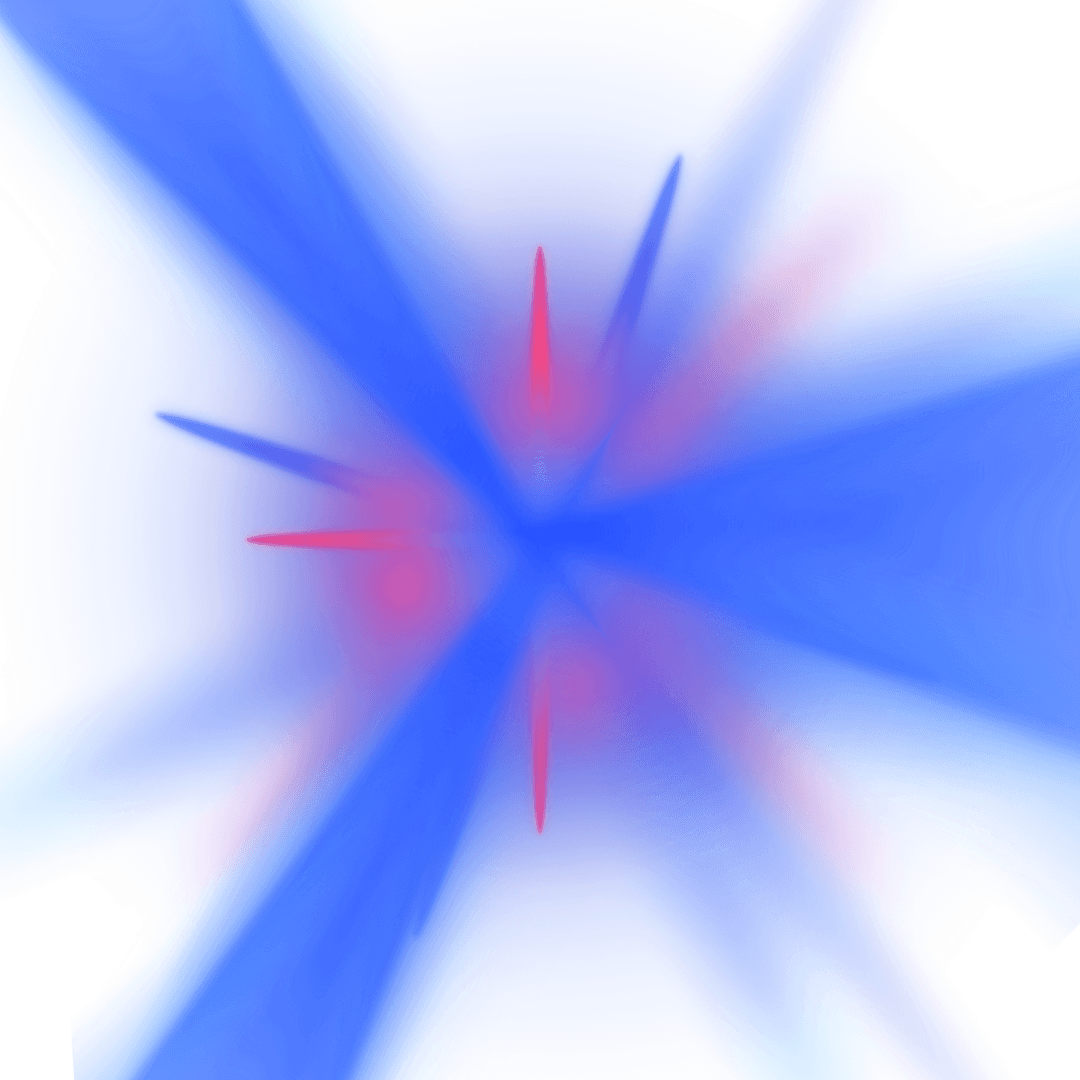 Dynamic Blue Starburst with Red Glows on Transparent Background