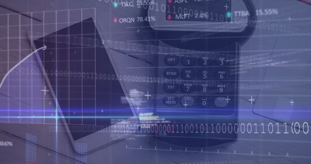 Digital Finance With Smartphone and Payment Terminal Background