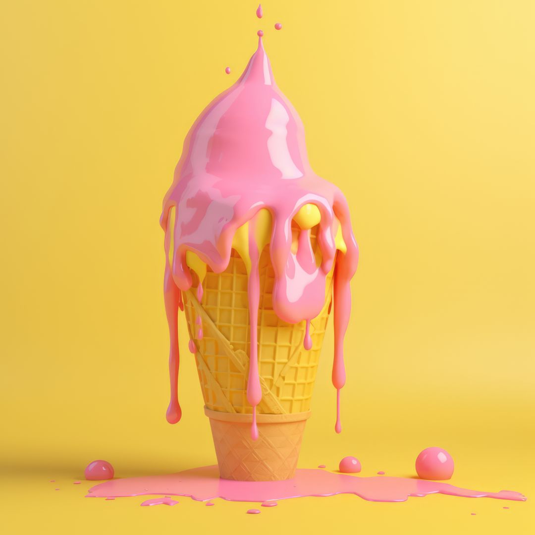 Pink and yellow ice cream in cone on yellow background, created using generative ai technology - Free Images, Stock Photos and Pictures on Pikwizard.com