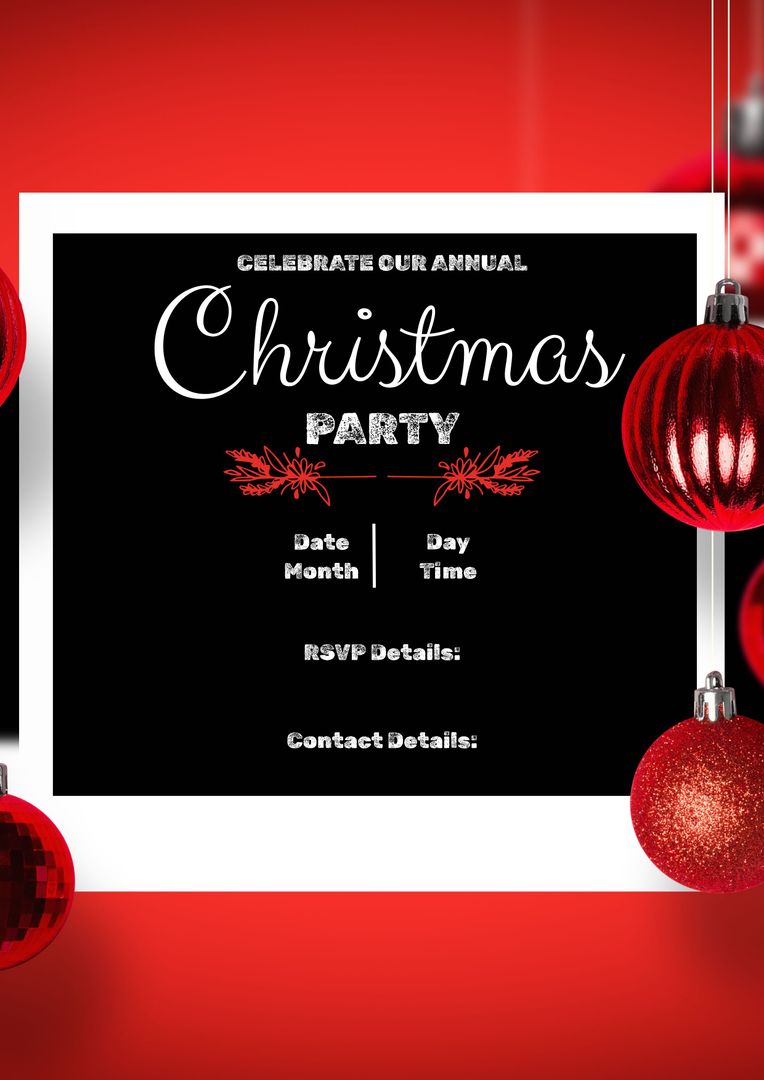 Christmas Party Invitation with Space for Event Details and Baubles - Download Free Stock Templates Pikwizard.com