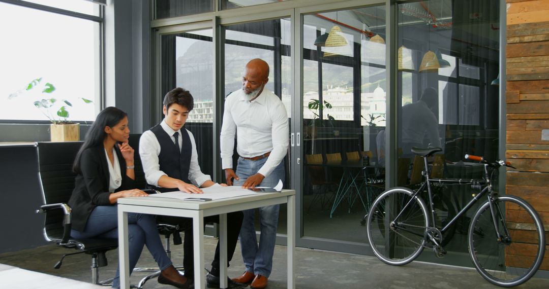 Multiracial Business Team Collaborating in Modern Office Environment
