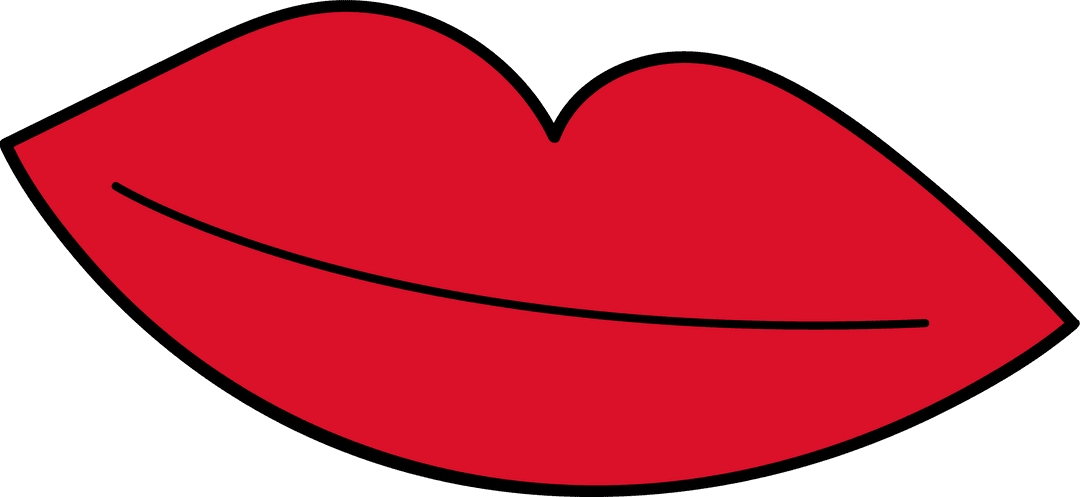 Flat Design Red Lips on Transparent Background Vector Illustration