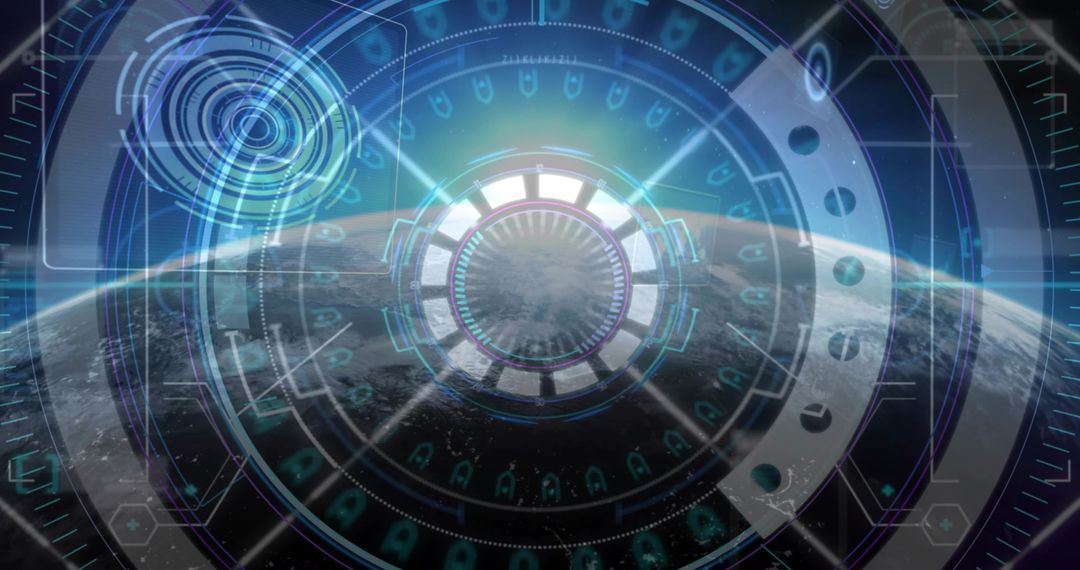 Futuristic HUD Interface over Planet in Orbit