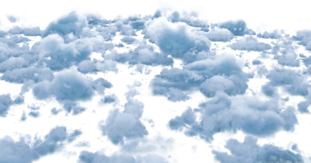 Transparent Fluffy Clouds with Blue and Grey Tones on Clear Background