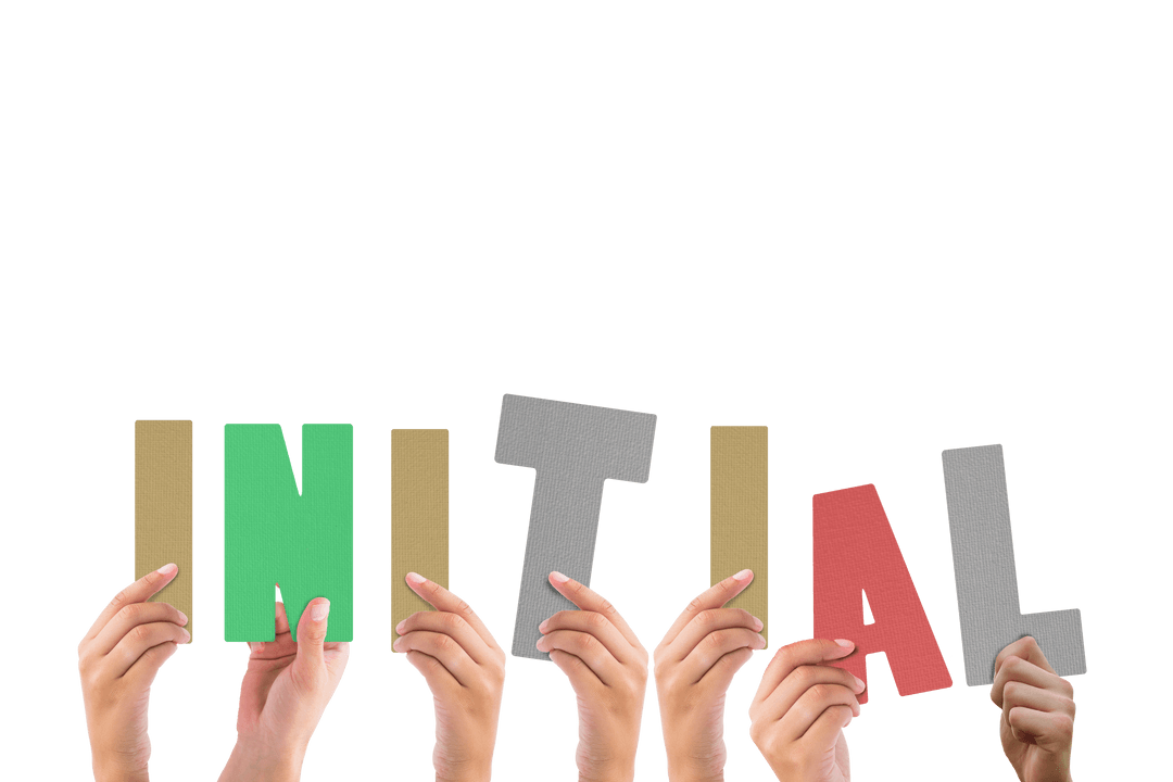 Transparent Initial Letters Held by Diverse Hands Celebration