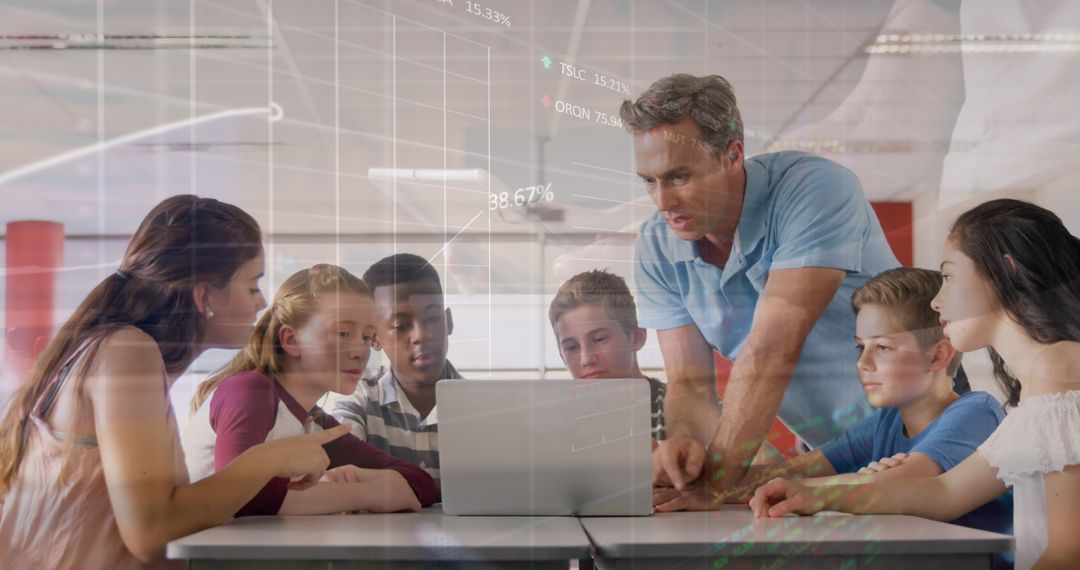 Teacher Explaining Stock Market Concepts to Engaged Students