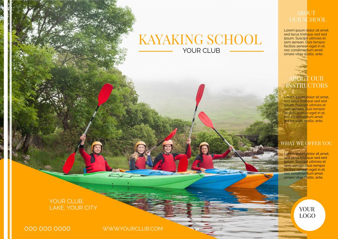 Group of Kayakers Enjoying Outdoor Adventure on a River - Download Free Stock Templates Pikwizard.com