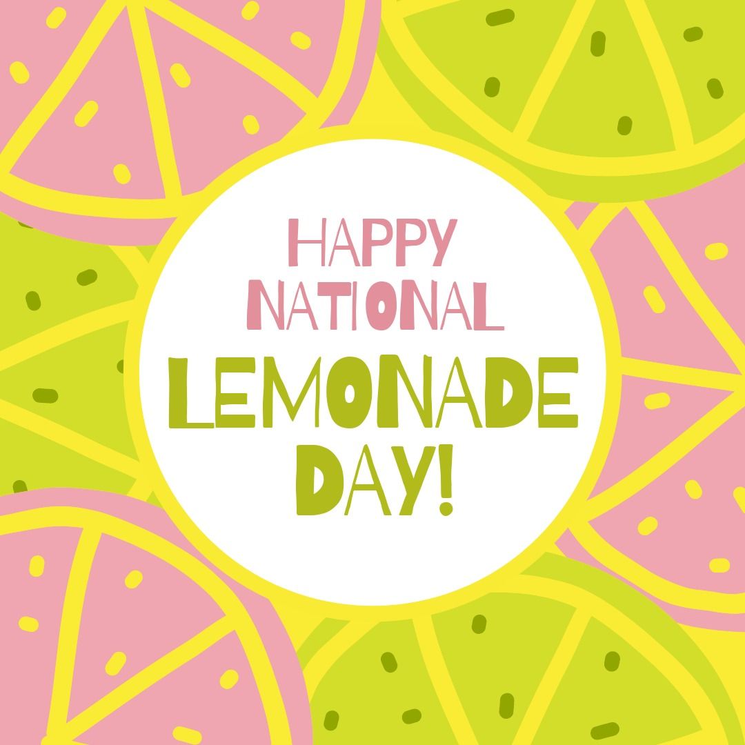 Illustration of happy national lemonade day text with purple and green lemon slices, copy space - Download Free Stock Templates Pikwizard.com