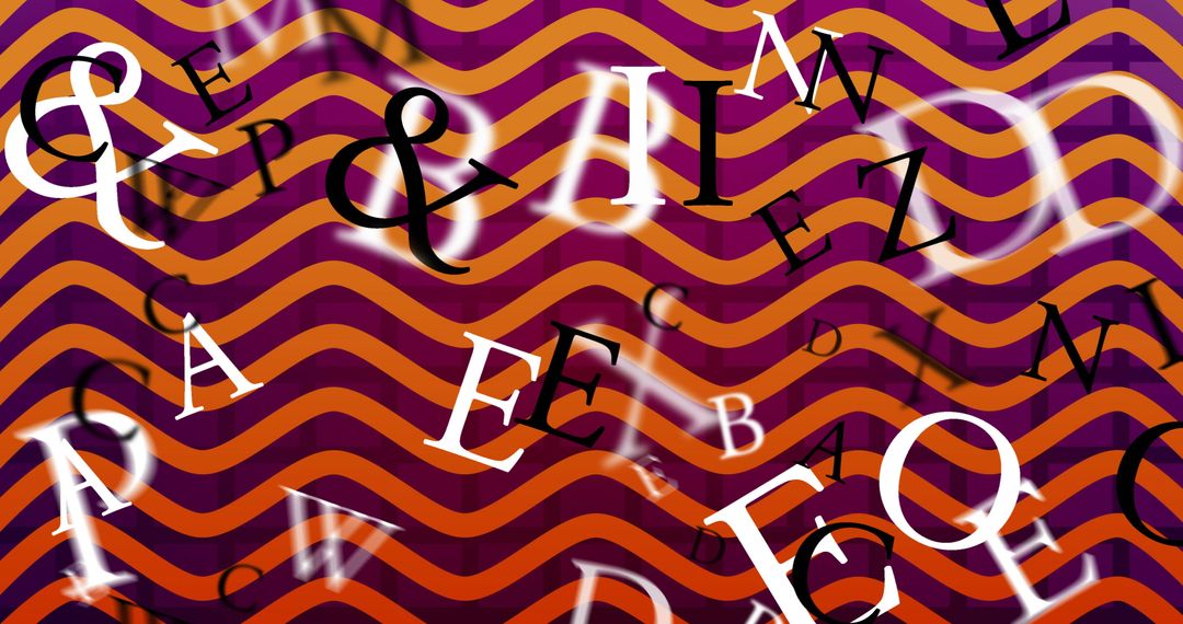 Abstract Letters over Vibrant Waves Background
