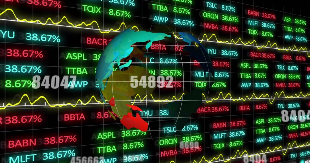 Global Financial Data Visualization Concept on Black Background