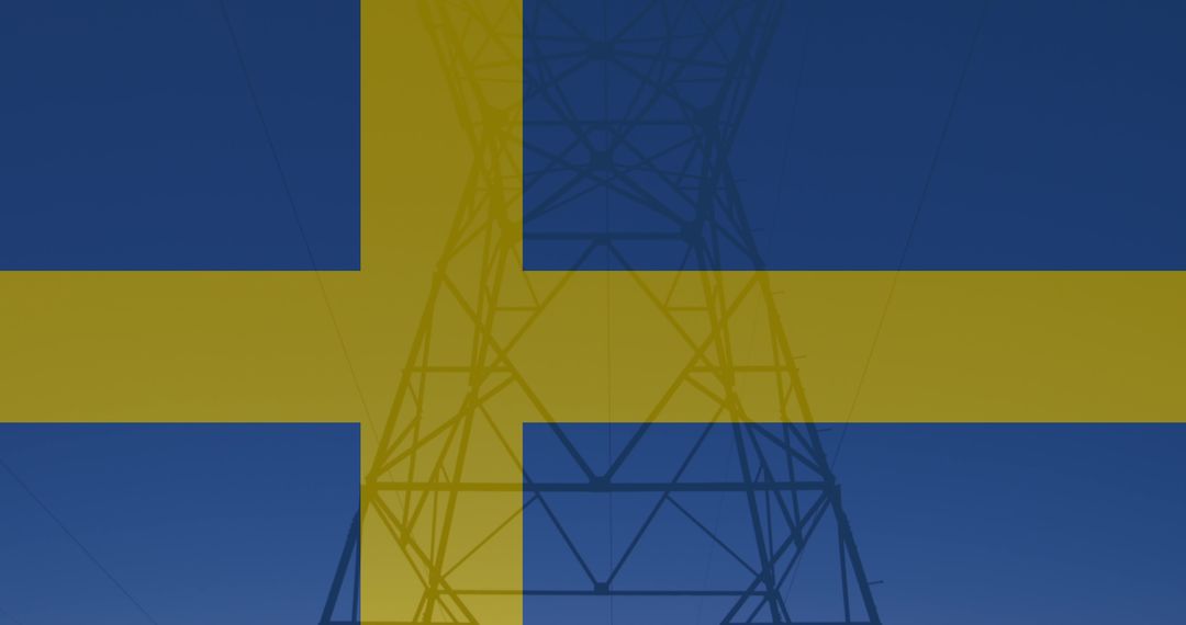 Swedish Flag Over Utility Pylons: Energy and Political Concepts - Free Images, Stock Photos and Pictures on Pikwizard.com