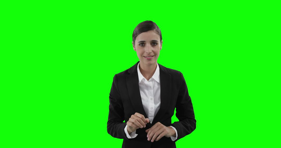 Businesswoman in Formal Suit in Front of Green Screen - Free Images, Stock Photos and Pictures on Pikwizard.com