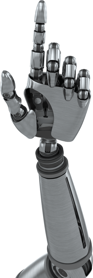 Transparent Background Robotic Hand Pointing Upward