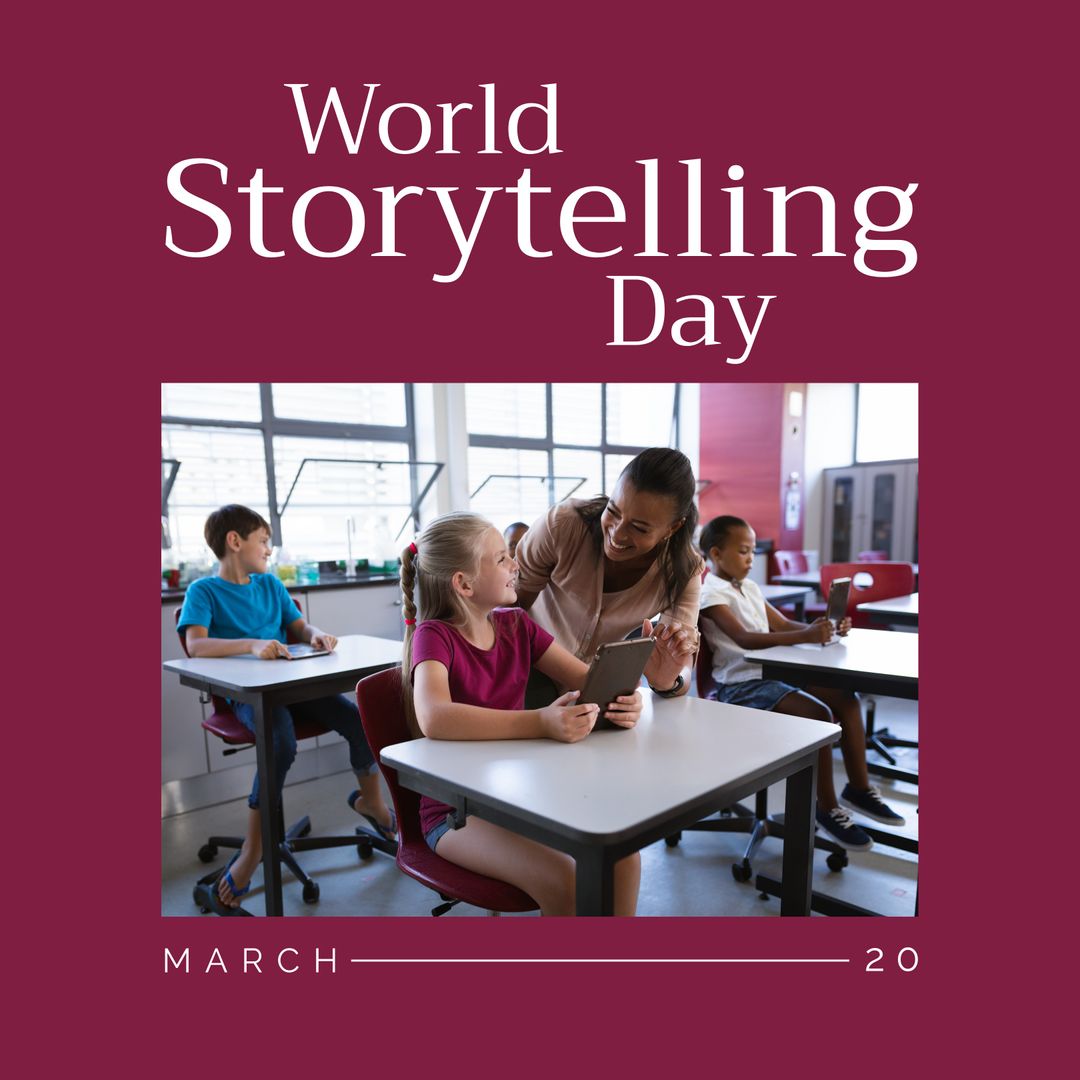 Diverse Classroom Celebrating World Storytelling Day