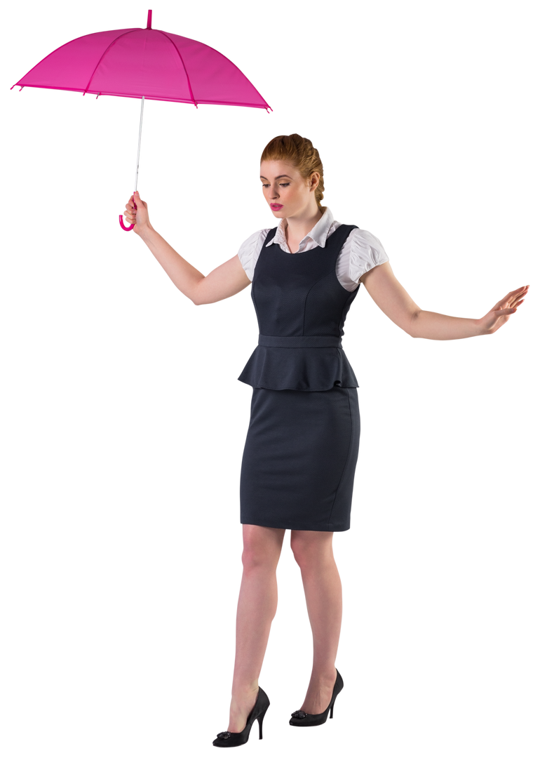 Pretty Businesswoman Holding Pink Umbrella on Transparent Background - Download Free Stock Images Pikwizard.com