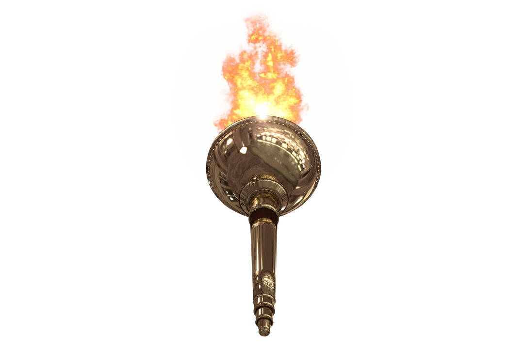 Transparent Gold Olympic Torch with Flame Isolated on Transparent Background - Download Free Stock Images Pikwizard.com