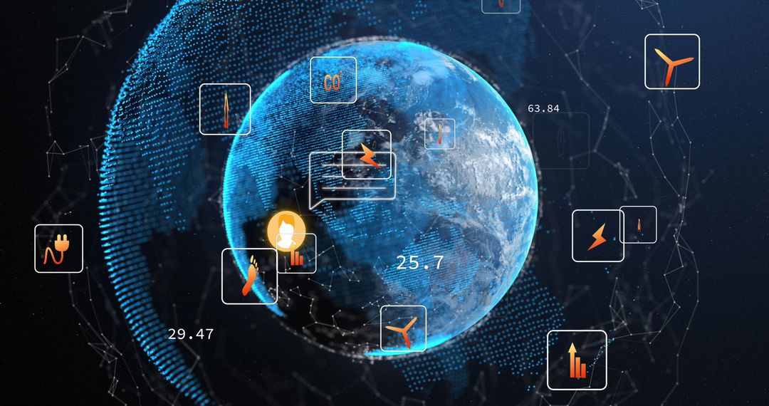 Digital Earth Interface Showing Global Technology Connections