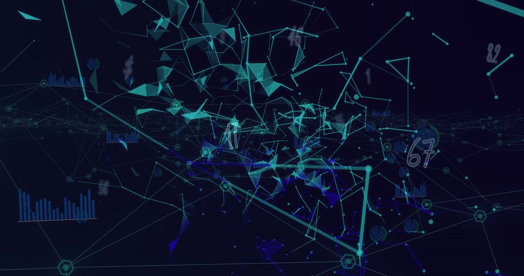 Futuristic Digital Network with Geometric Patterns and Analytics