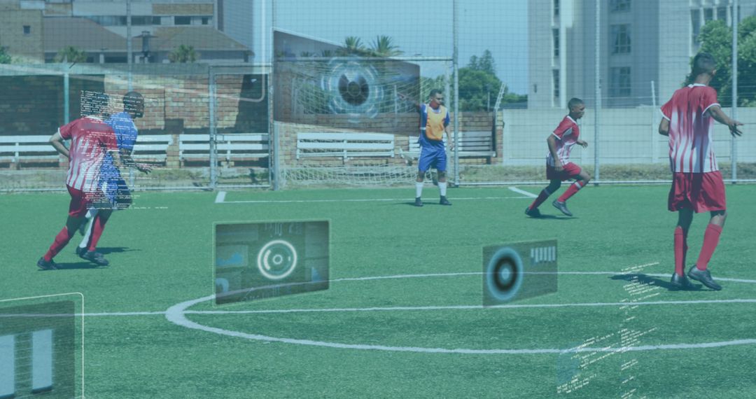Futuristic Technology in Action During Football Match