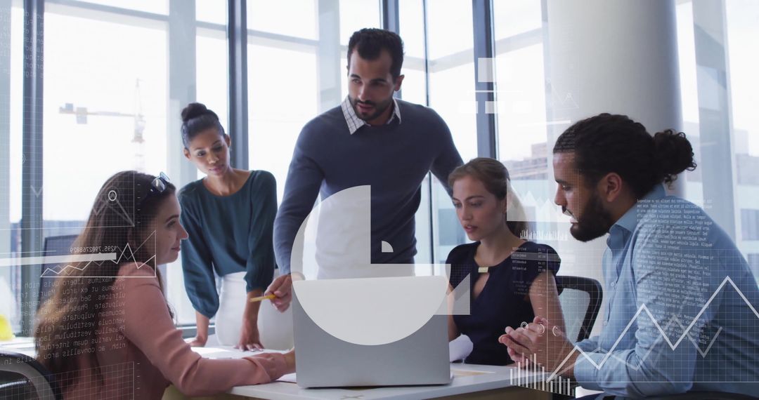 Diverse Business Meeting on Data Analysis in Modern Office