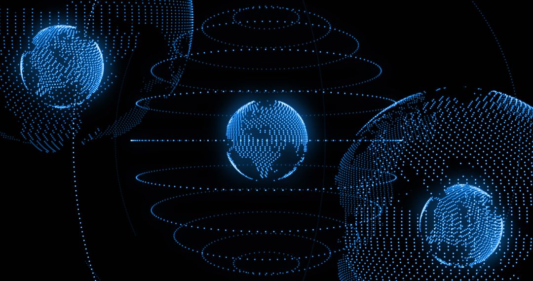 Abstract Digital Network with Spinning Globe Top View