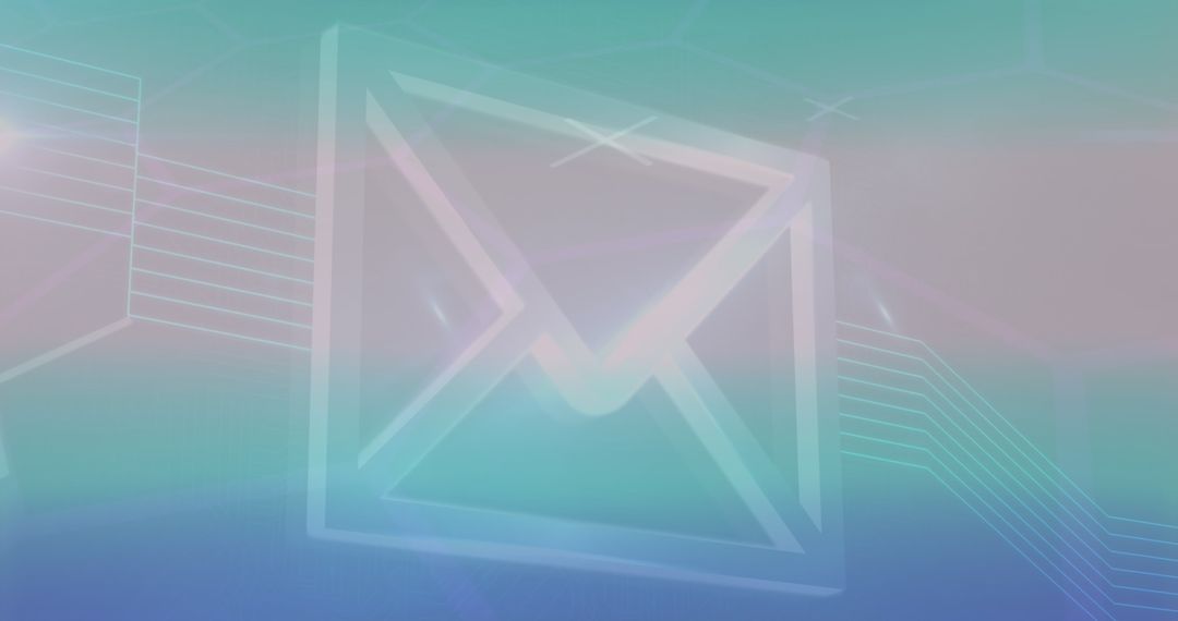 Digital Email Icon on Abstract Cyan and Blue Network Background