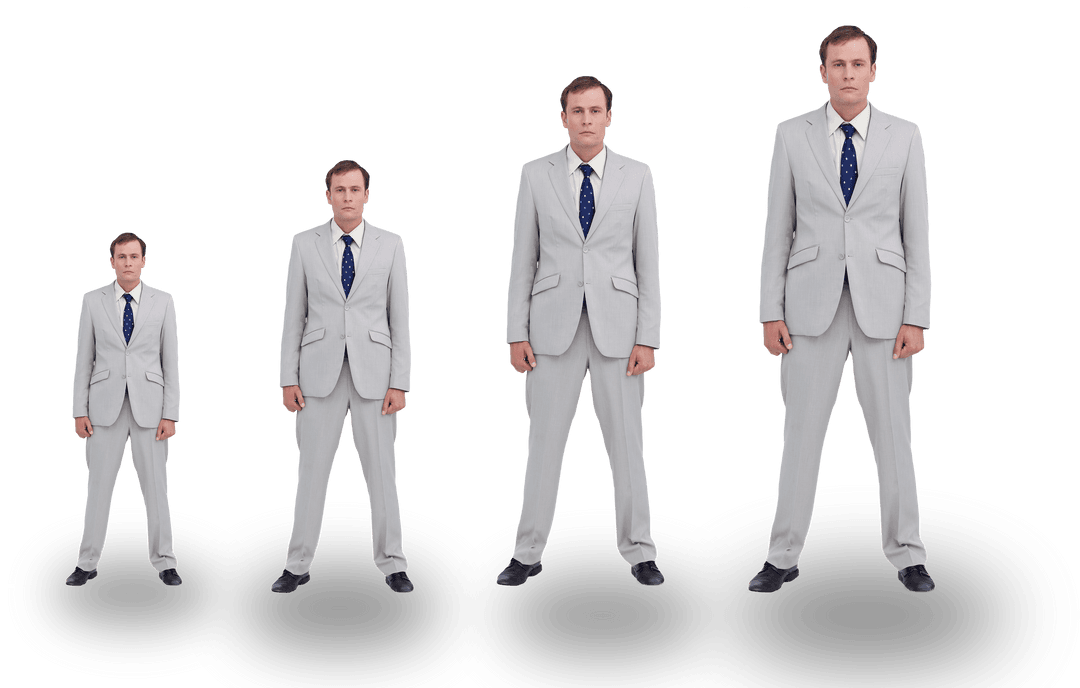 Caucasian Businessmen Replicated on Transparent Background