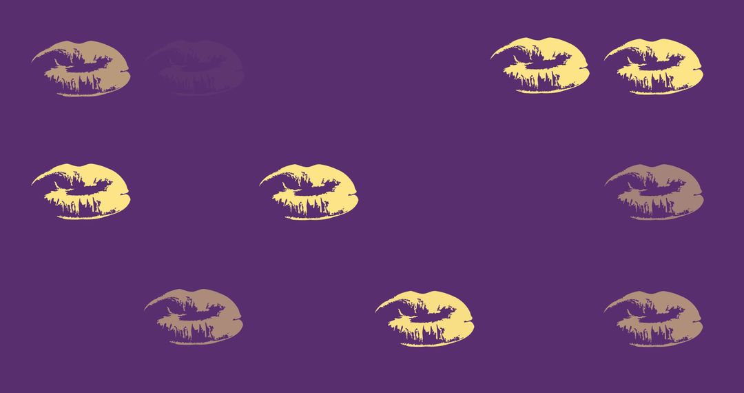 Purple Background with Yellow Lip Print Pattern