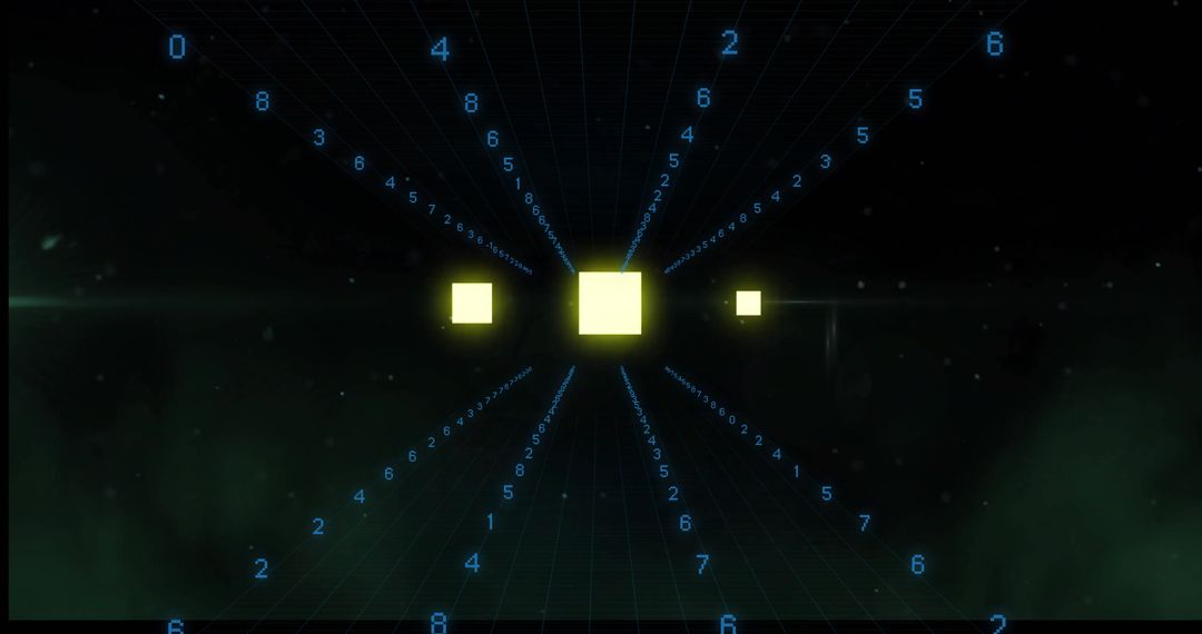Futuristic Cubes With Numeric Stream in Digital Matrix