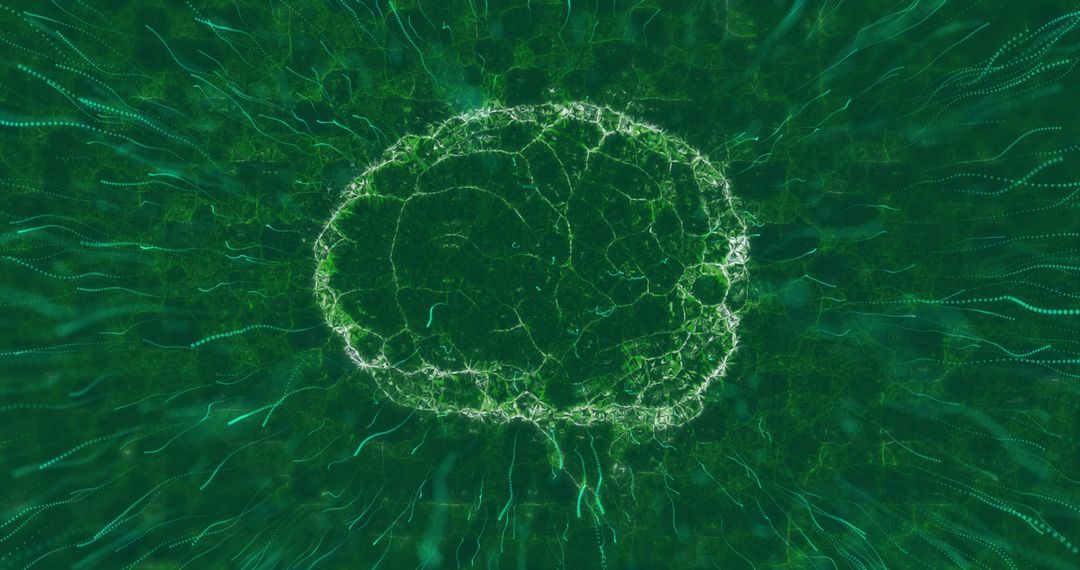 Abstract Glowing Brain with Digital Interface Concept