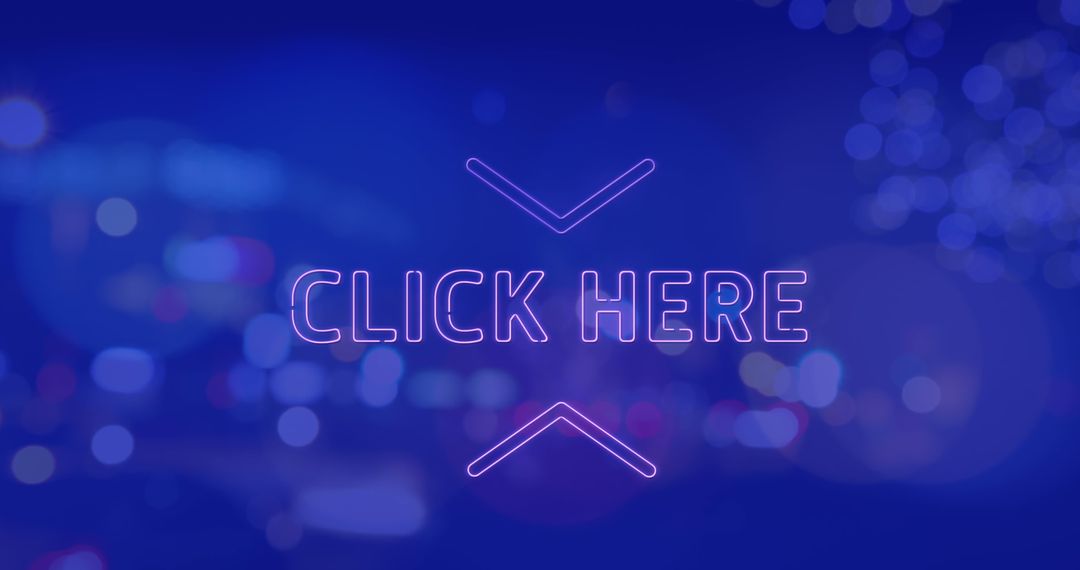 Neon Click Here Banner Against Vibrant City Backdrop