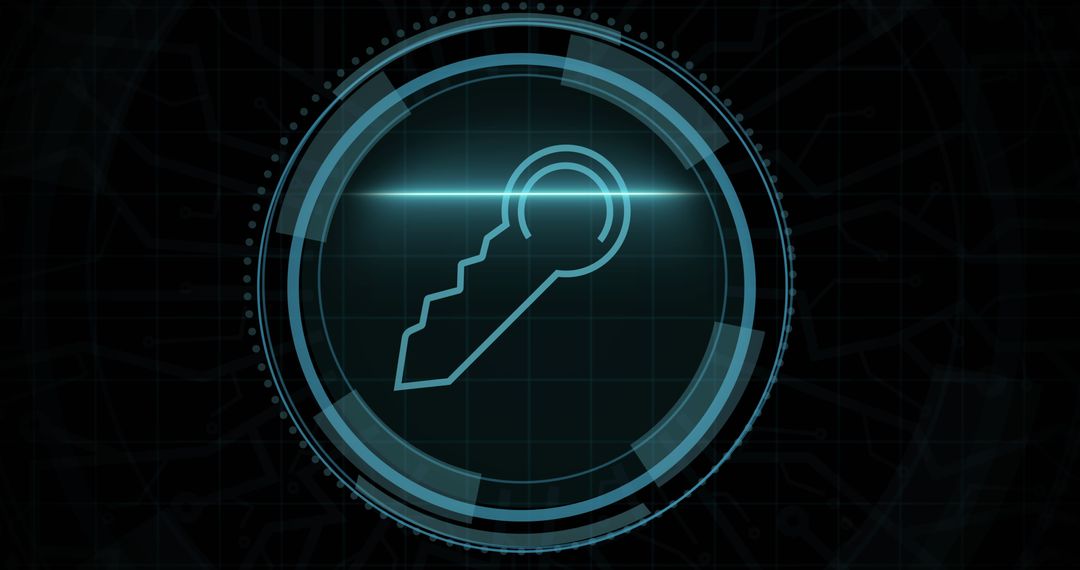 Digital Security Key Symbol on Futuristic Interface