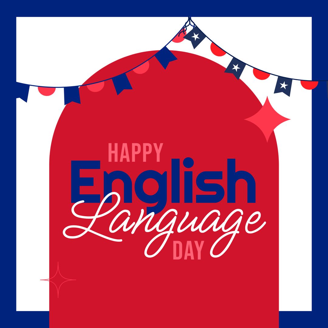 Happy English Language Day Banner with Festive Design