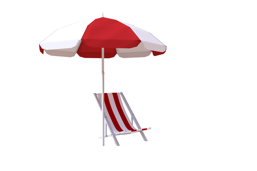 Vector of Transparent Red White Parasol and Striped Folding Chair - Download Free Stock Images Pikwizard.com