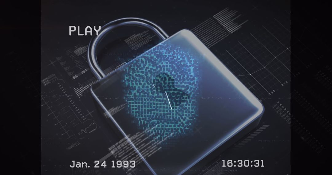 Digital Security Padlock With Fingerprint Overlay