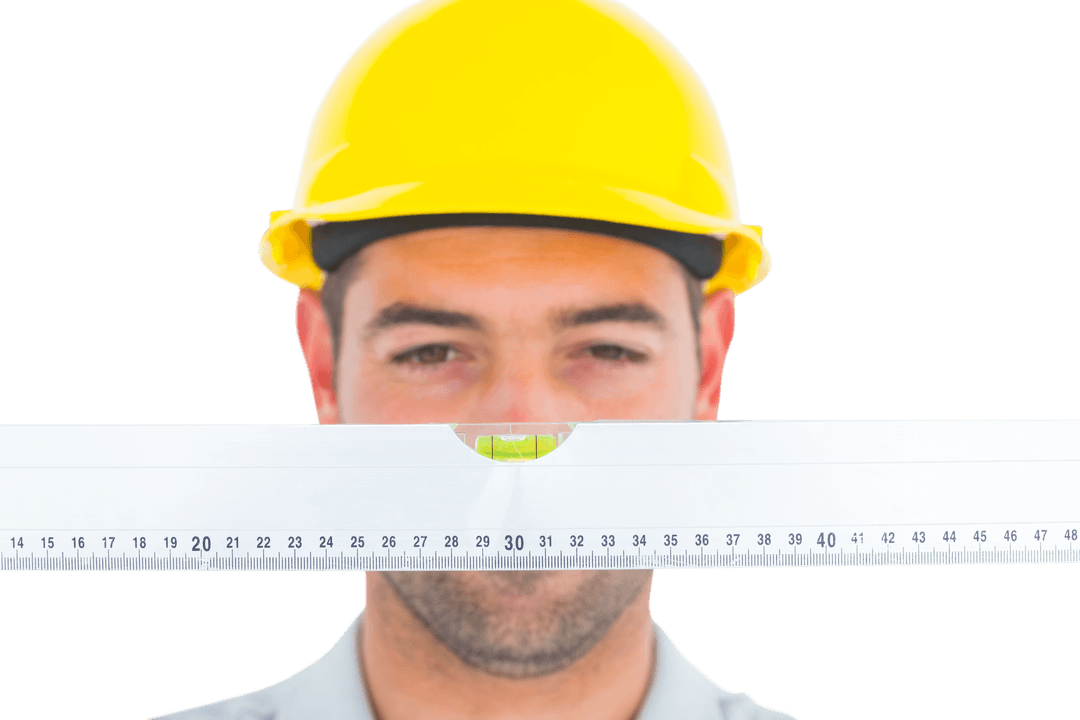 Handyman Measuring Construction Project with Transparent Spirit Level