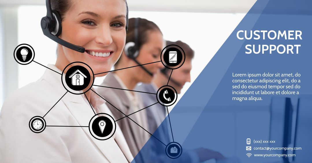 Cheerful Customer Support Representatives with Headsets