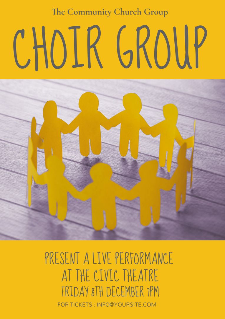 Yellow Paper Chain Promotes Upcoming Community Choir Event