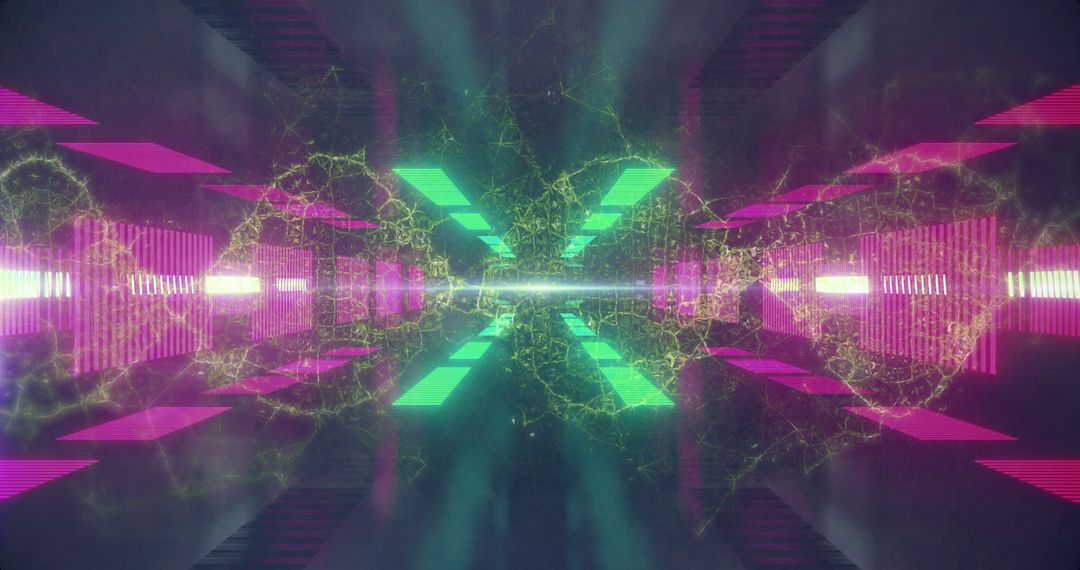 Abstract Neon Lights with Digital Motion Waves