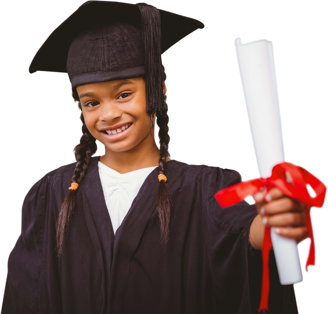 Biracial Schoolgirl Holding Graduation Diploma Transparent Background - Download Free Stock Images Pikwizard.com