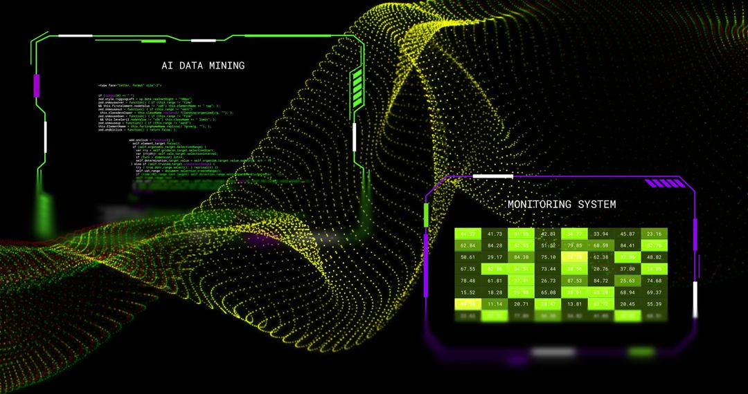 Abstract 3D Network With AI Data Mining Interfaces